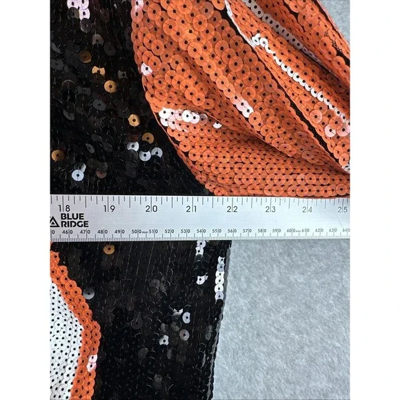 Sequin Game Day Jersey T-Shirt Orange White Black Sports Glamour Costume OS - Picture 7 of 7